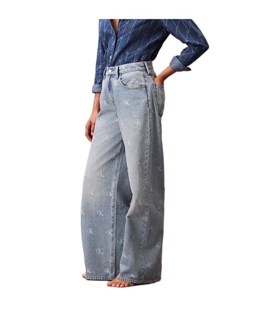 Calvin Klein Jeans Est.1978 Wide Leg Logo Jeans In Blue