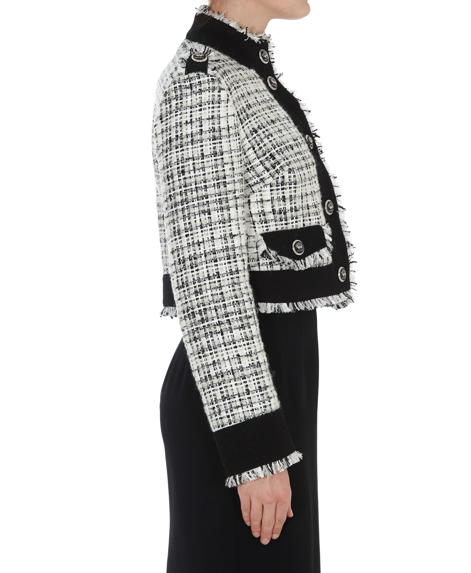Dolce & Gabbana Cropped Tweed Jacket In Gray