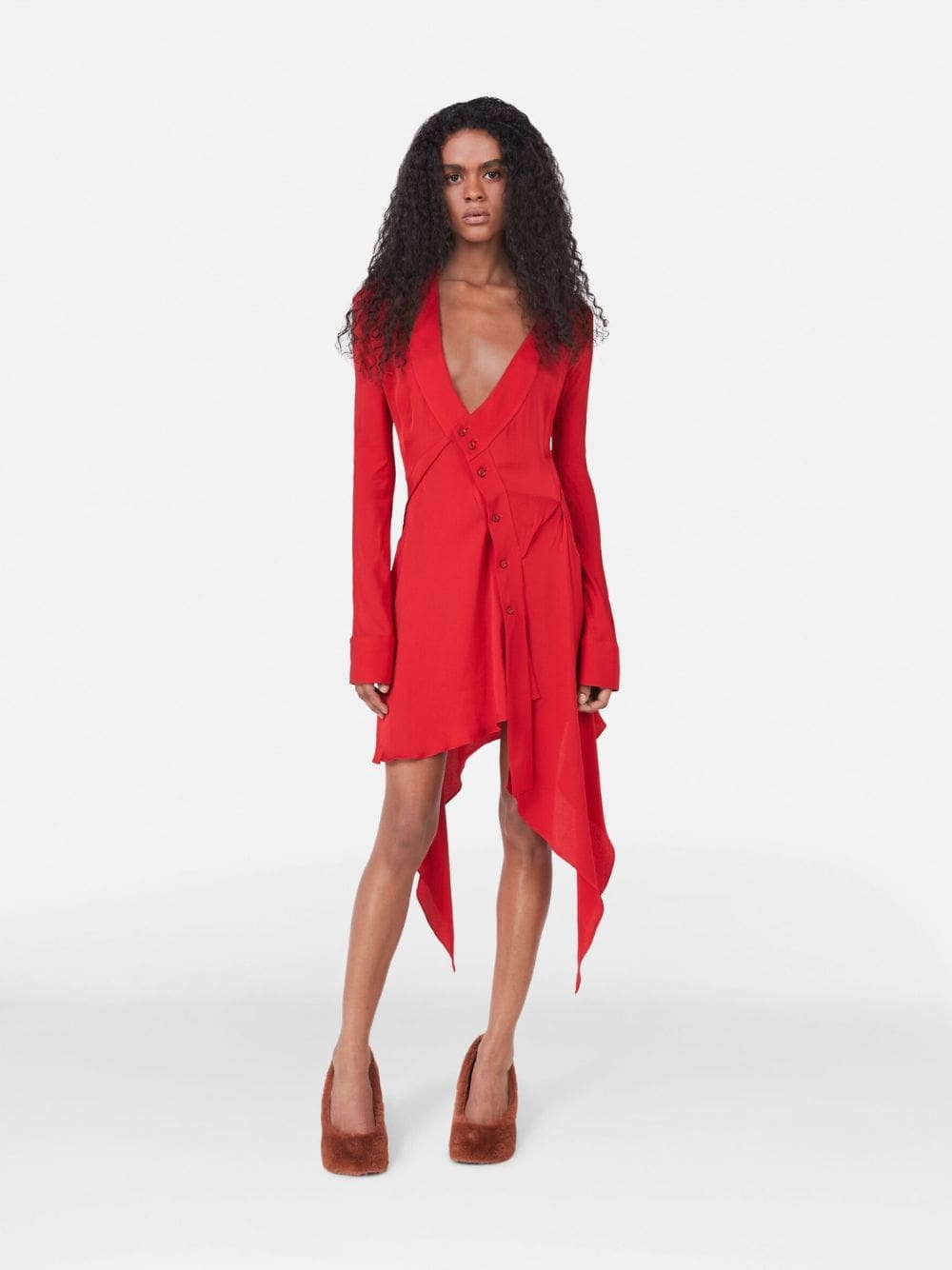 Stella Mccartney Asymmetric-seam Cut-out Dress In Red