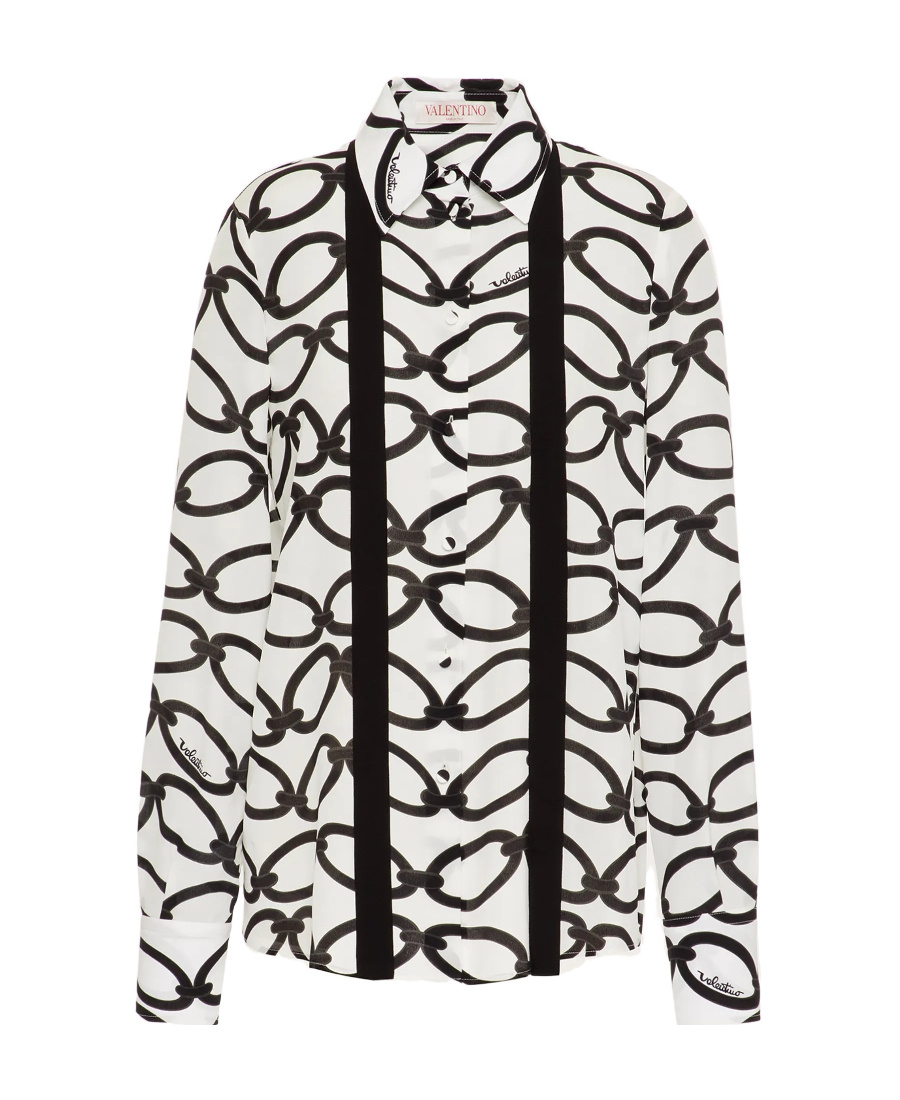 Valentino Long-sleeve Blouse In White