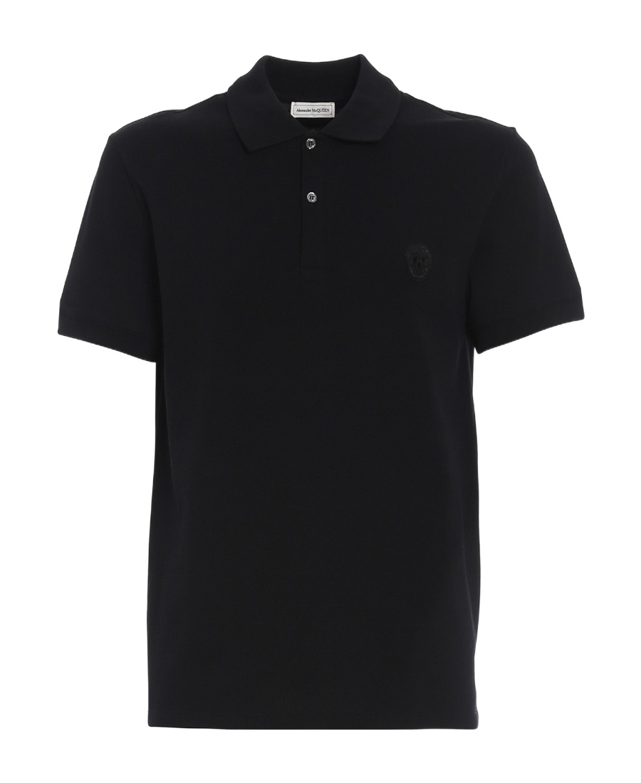 Alexander Mcqueen Seal Logo-embroidered Polo Shirt In Black