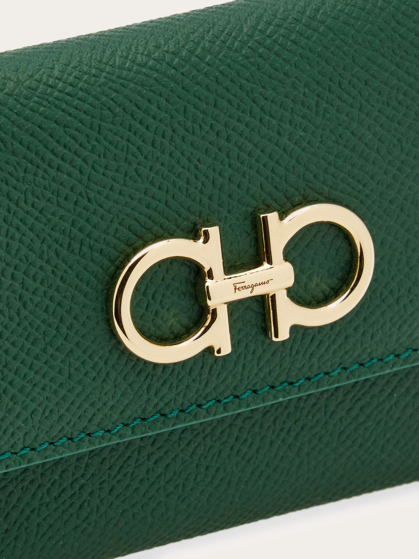 Ferragamo Gancini Tri-fold Wallet In Green