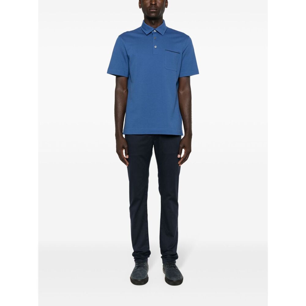 Shop Zegna Cotton Piqué Polo Shirt In Blue