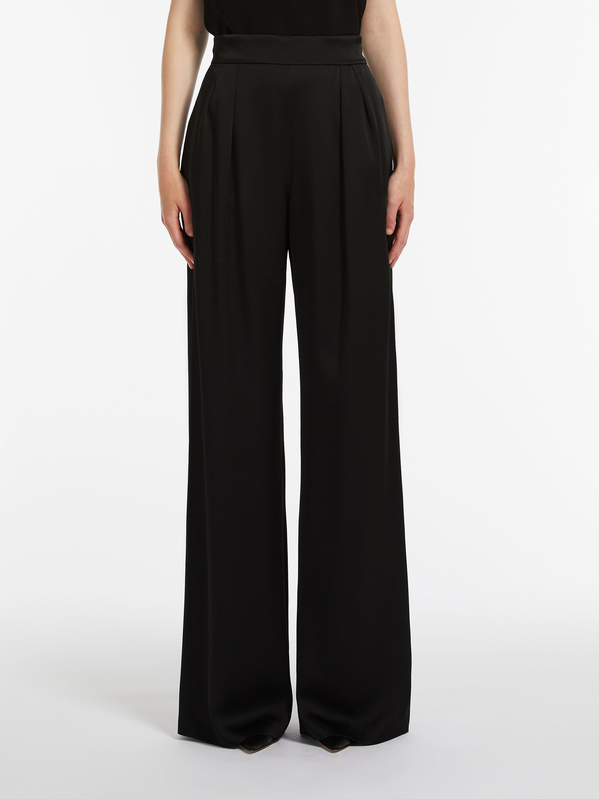 Max Mara Wide-legged Casual Pants In Black