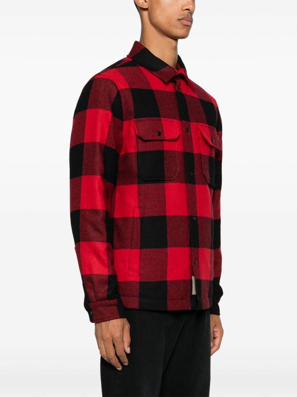 Woolrich Alaskan Wool Check Overshirt In Red