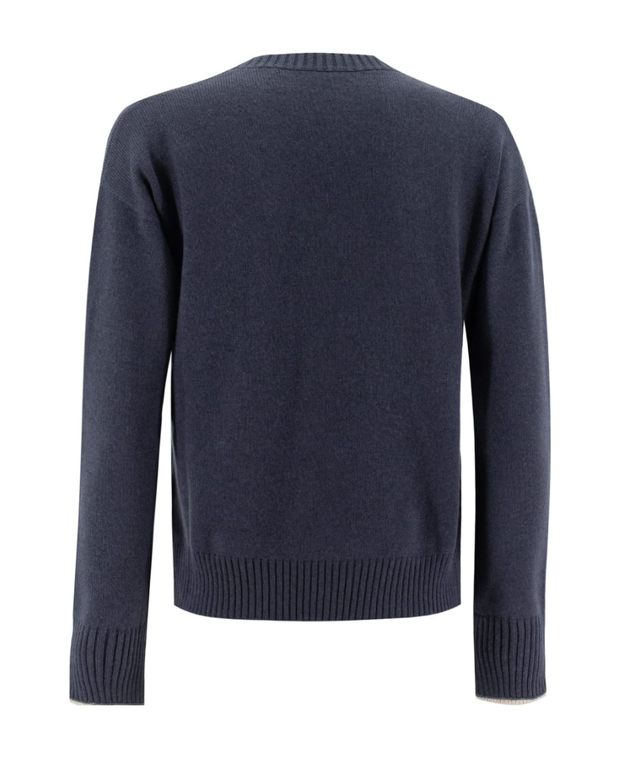 Brunello Cucinelli Long-sleeved V-neck Sweater In Black