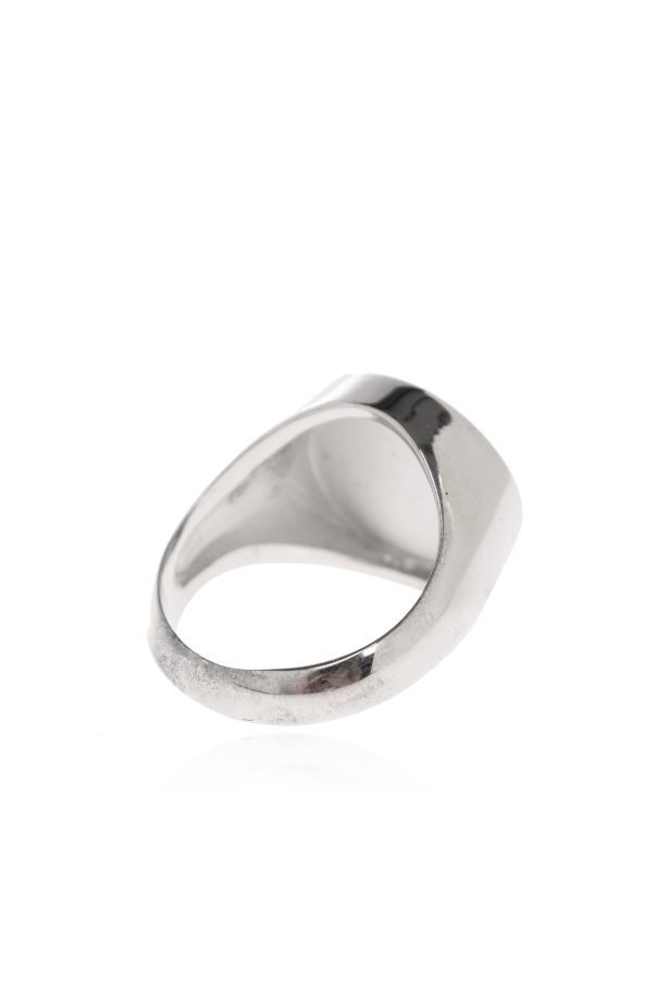 Dolce & Gabbana Stone-detail Logo Ring In Metallic