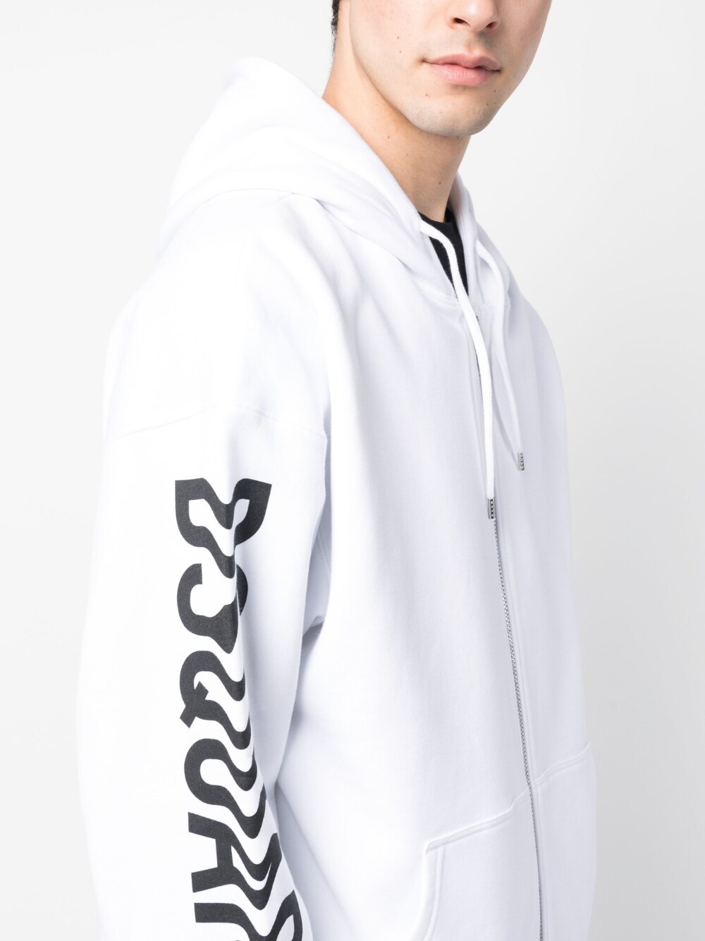 Dsquared2 Logo Print Zip-up Hoodie In White