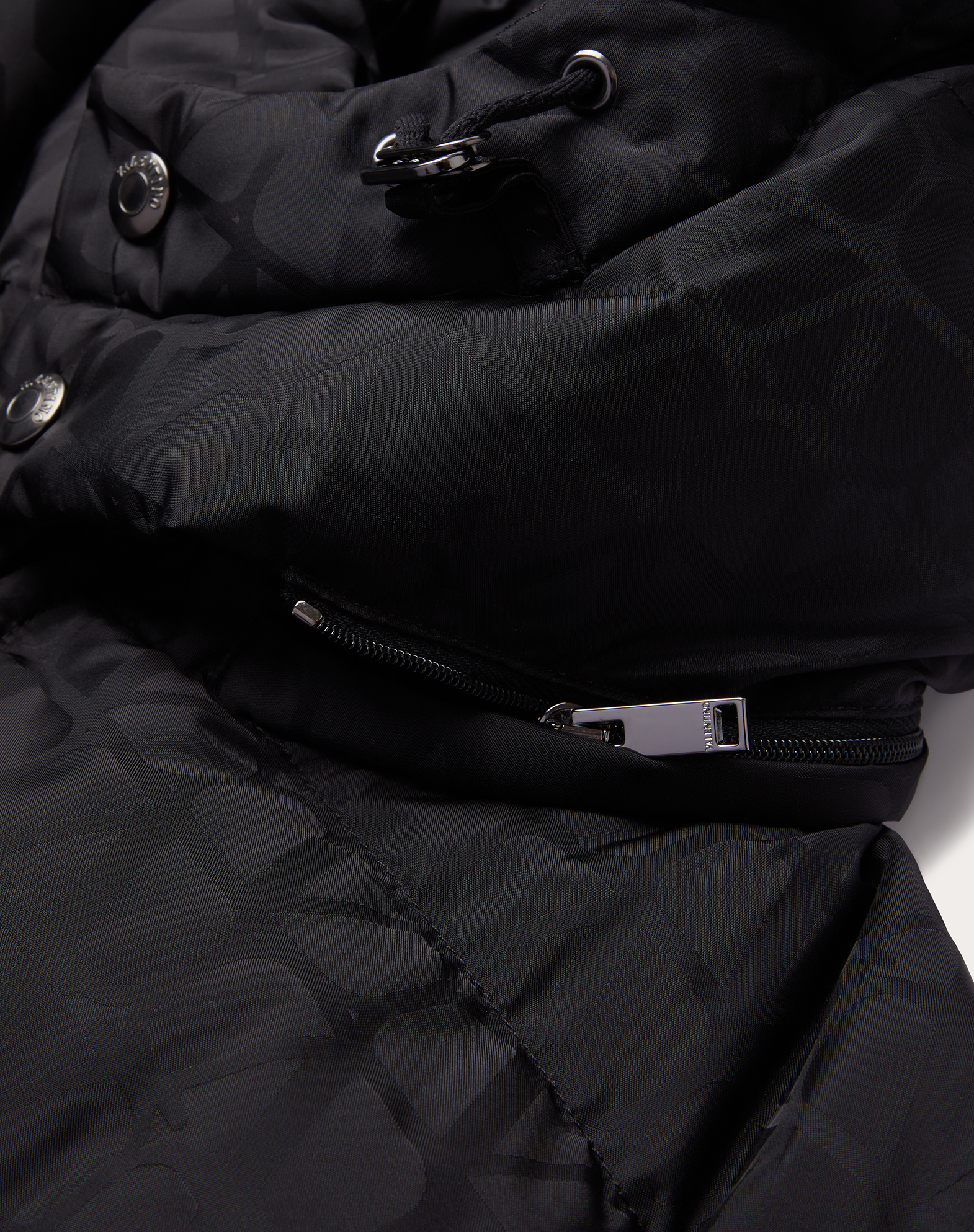 Valentino Toile Iconographe Padded Down Jacket In Black