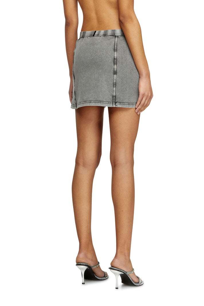 Diesel Denim-effect Mini Skirt In Stretch Jersey In Gray