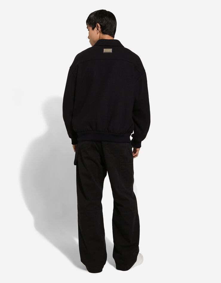 Dolce & Gabbana Logo-plaque Zip-up Bomber Jacket In Black