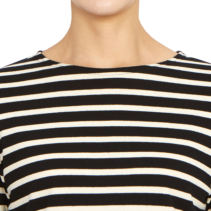 Saint James Cotton Crewneck Embroidered Striped T-shirt In Gray