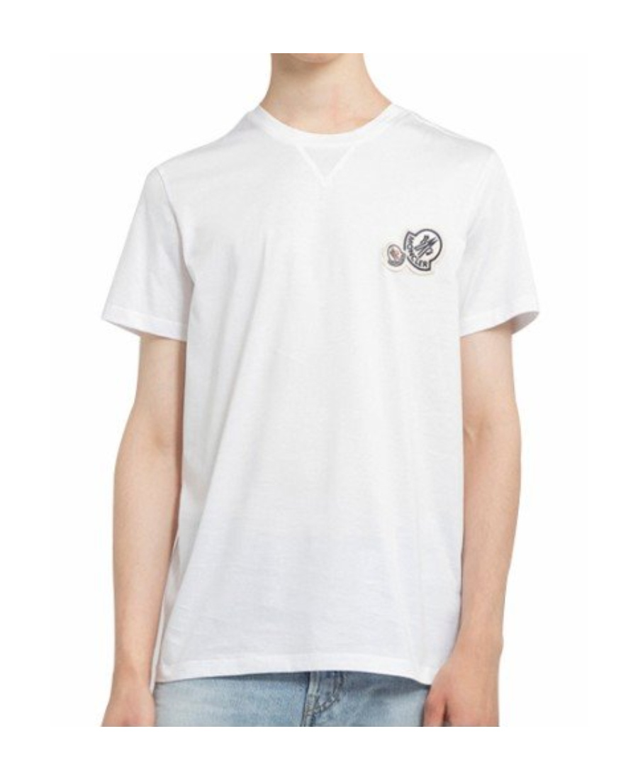 Moncler Double Logo Patch Cotton T-shirt In White