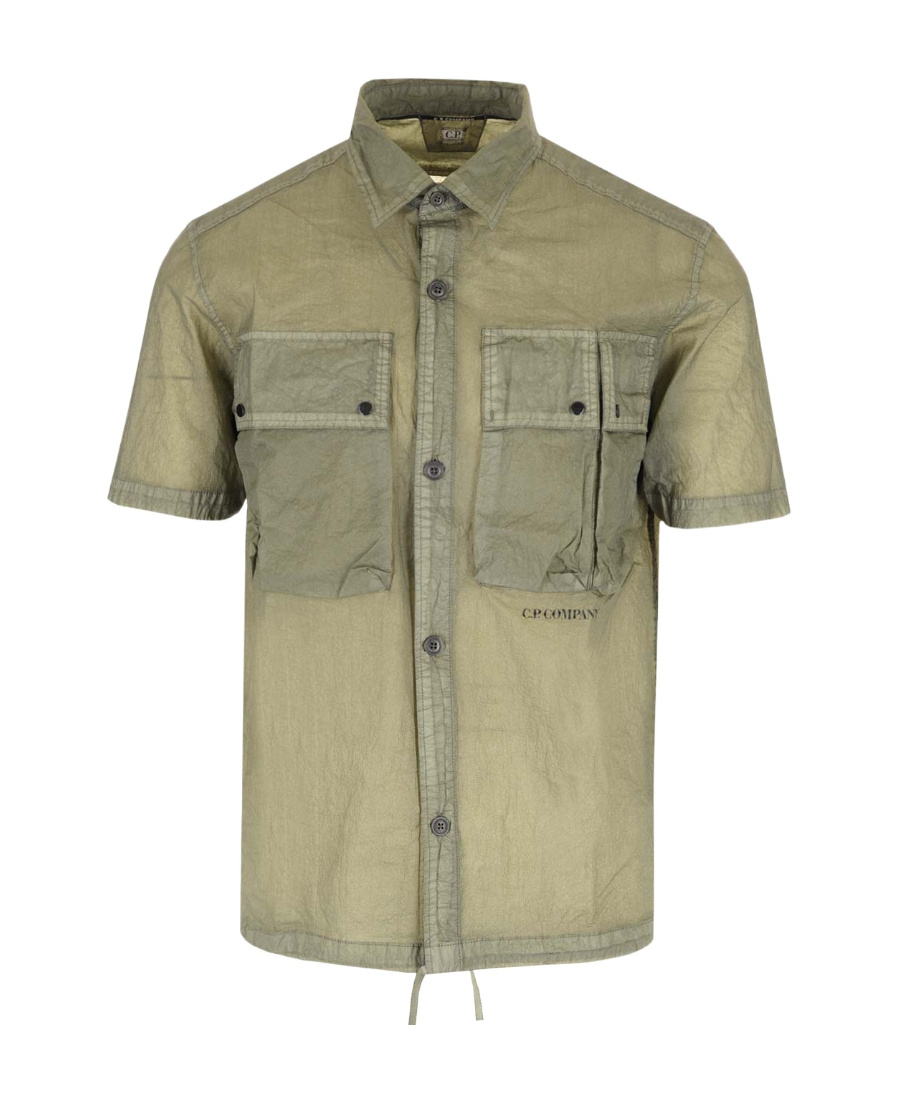 C.p. Company Cargo-pockets Semi-sheer Shirt In Nude