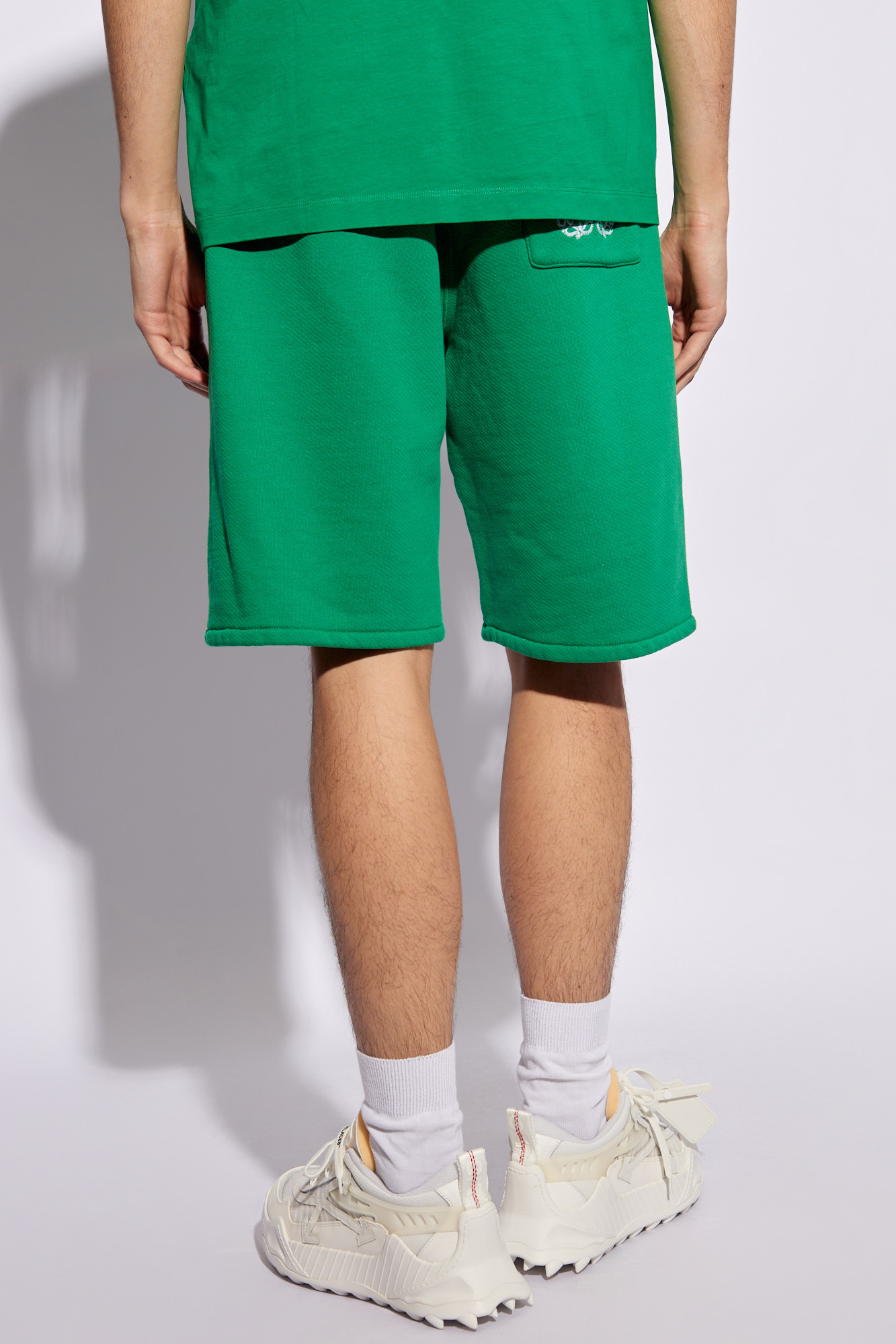 Off-white Arrows-embroidered Track Shorts In Green