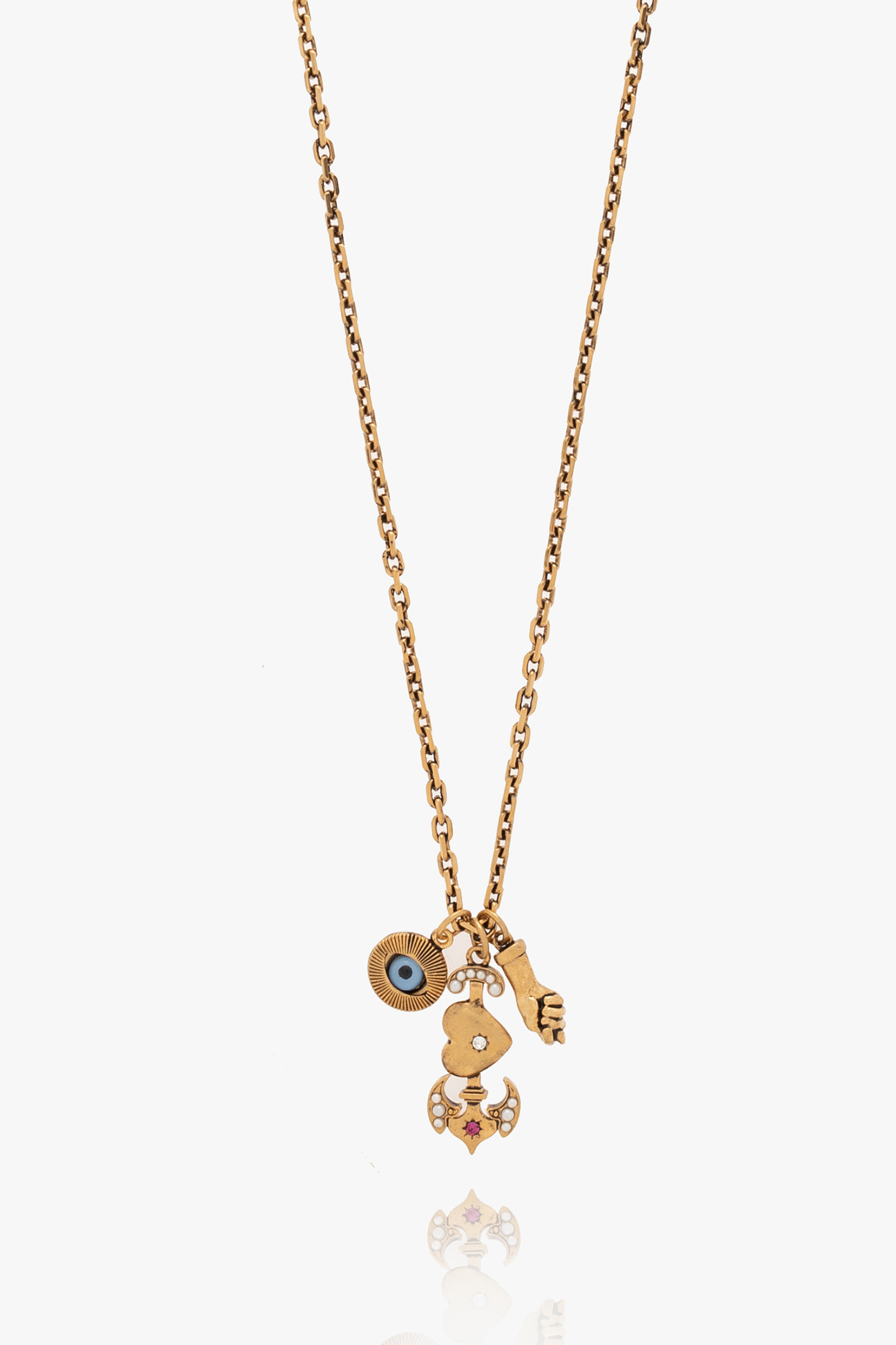 Dsquared2 Charm-detail Cable-chain Necklace In Yellow