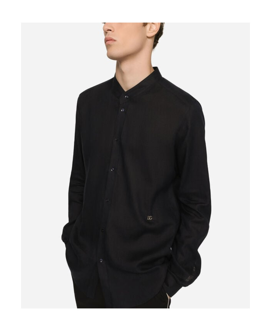 DOLCE & GABBANA DOLCE  GABBANA LOGO-PLAQUE LONG-SLEEVED BUTTONED SHIRT