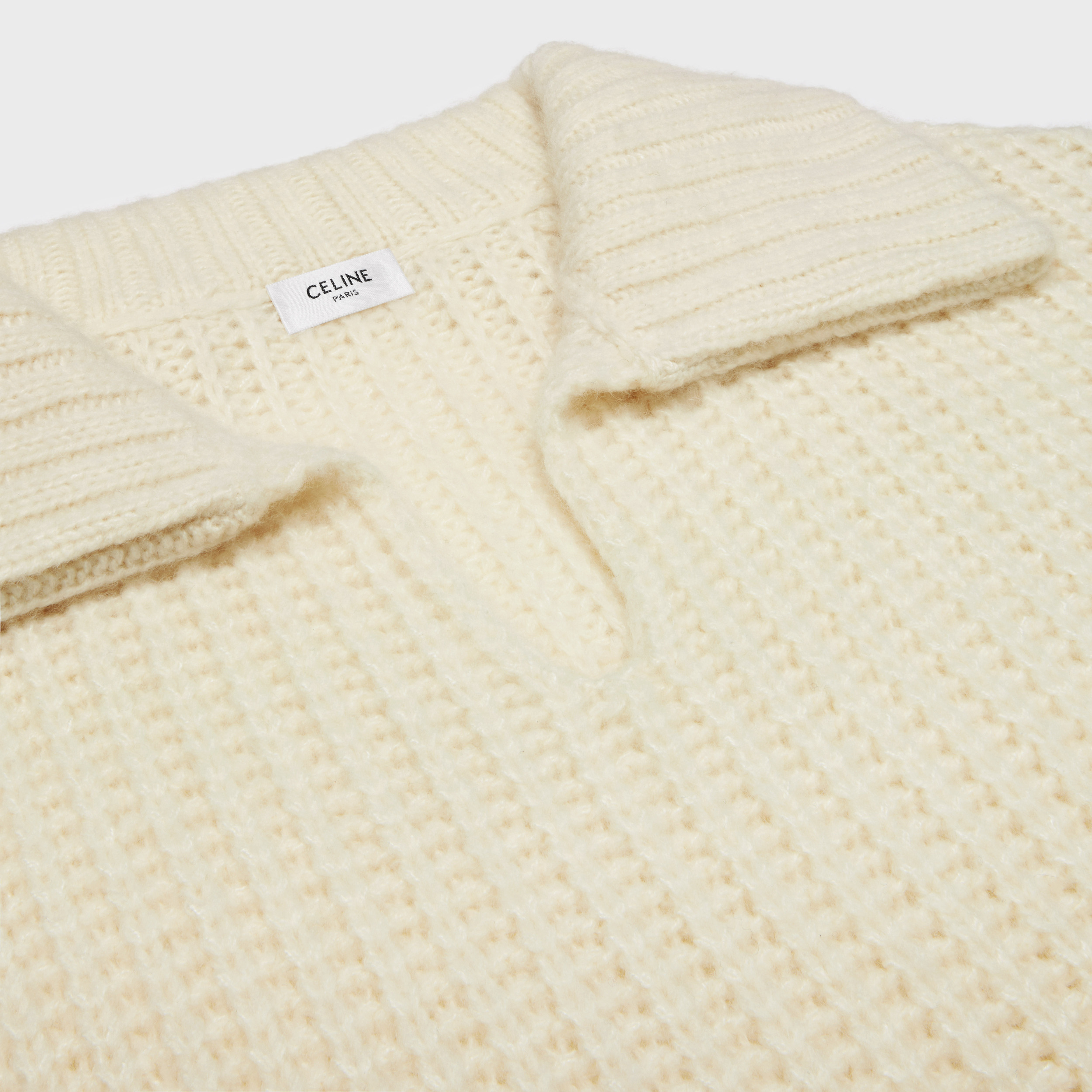 Celine Cashmere Wool Lapel Sweater In Nude