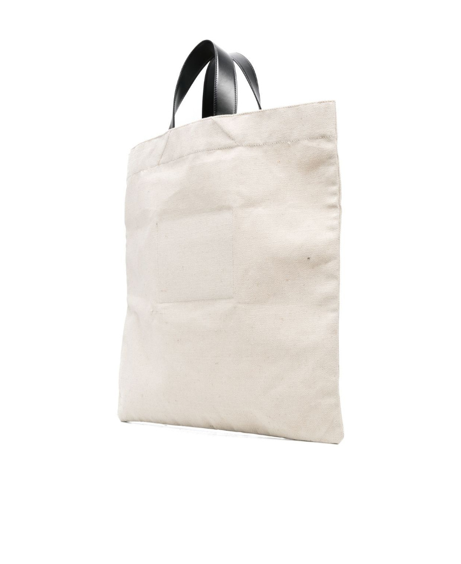 Shop Jil Sander Logo-print Linen Tote Bag In Nude