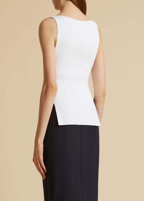 Khaite Crewneck Sleeveless Tank Top In White
