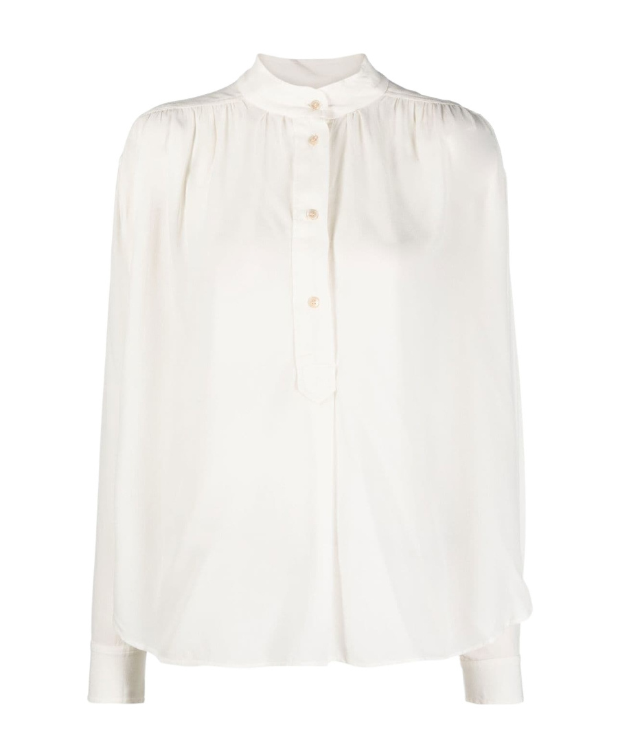 Isabel Marant Étoile Band-collar Long-sleeve Blouse In White