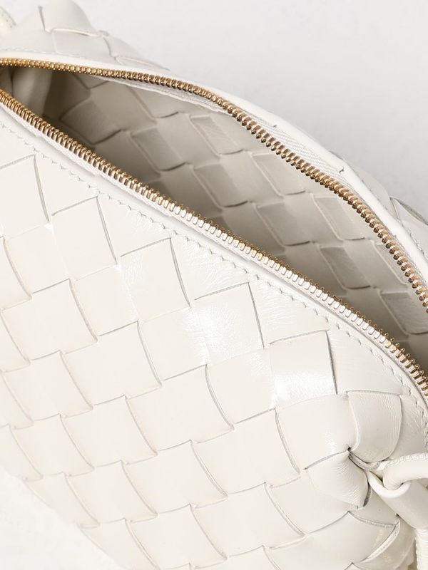 Bottega Veneta Womens White Candy Loop Micro Intrecciato Leather Cross-body Bag In White