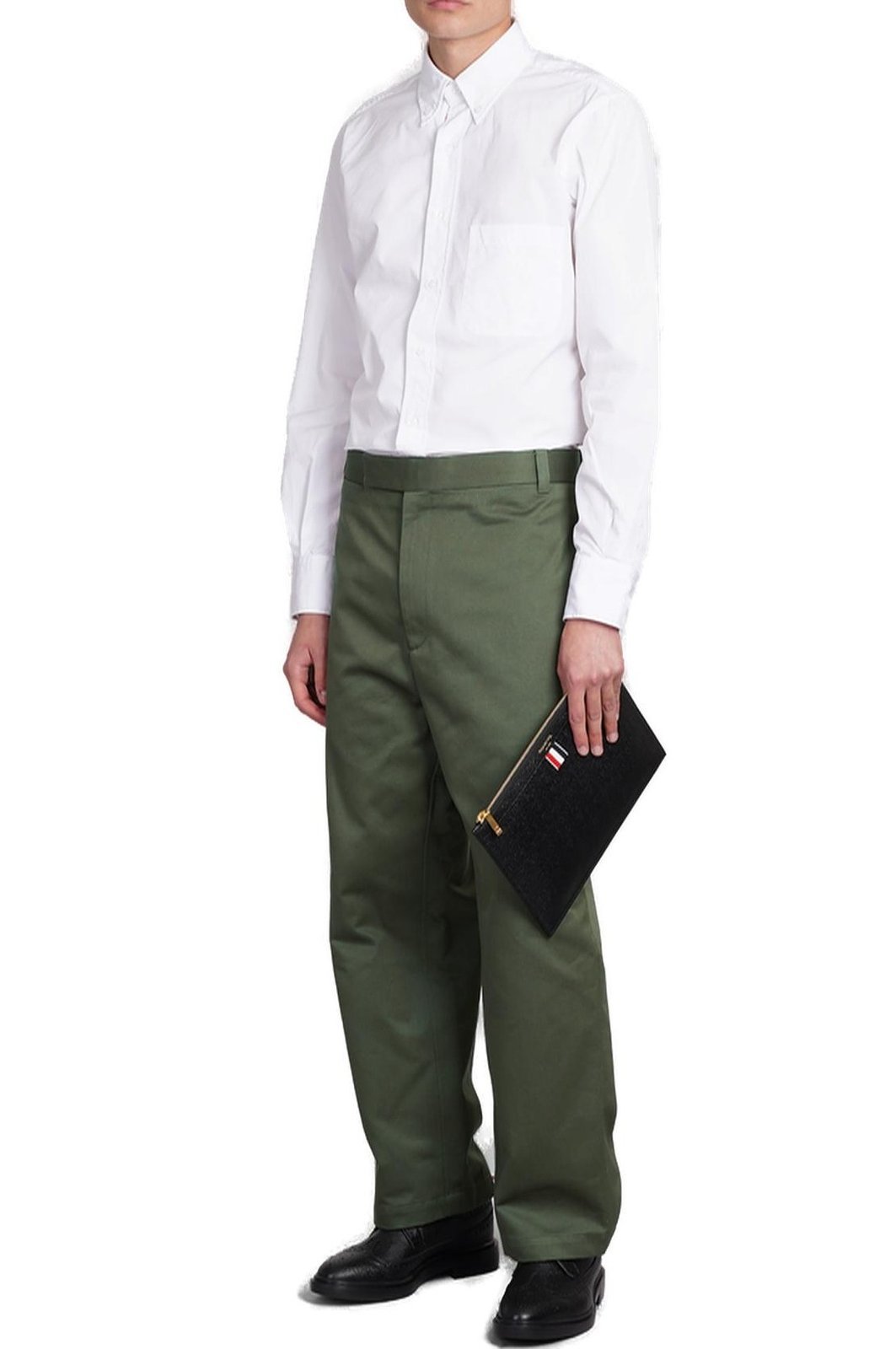 Thom Browne Rwb-stripe Straight-leg Trousers In Black