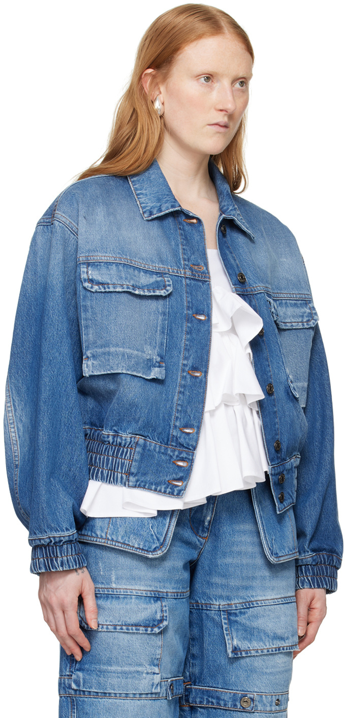 Msgm Indigo Oversized Denim Jacket In Blue