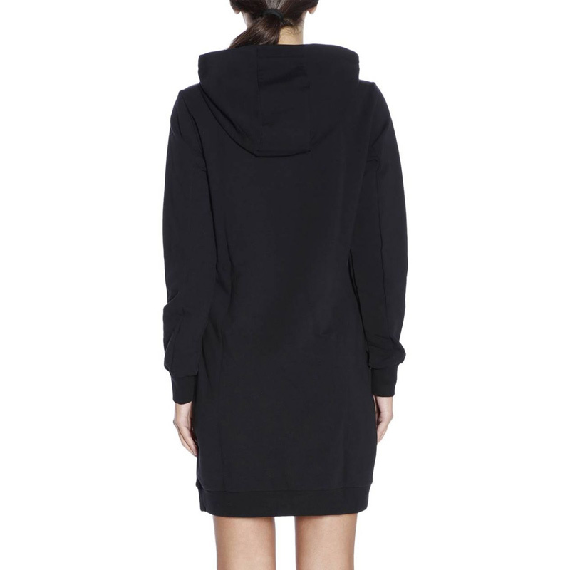 Emporio Armani Hooded Long-sleeved Dress In Black