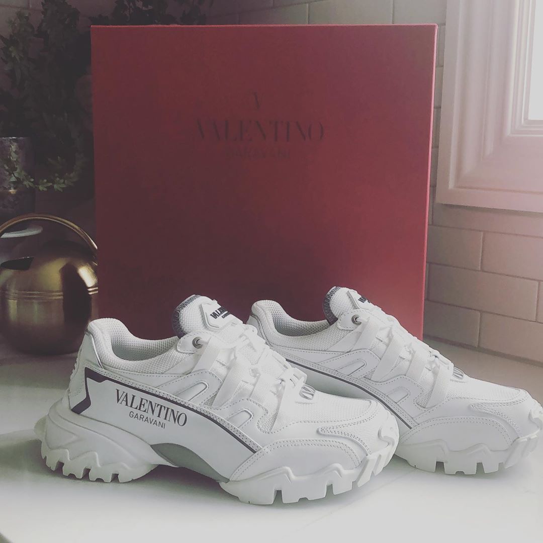 Valentino Climbers Mesh Sneakers In White