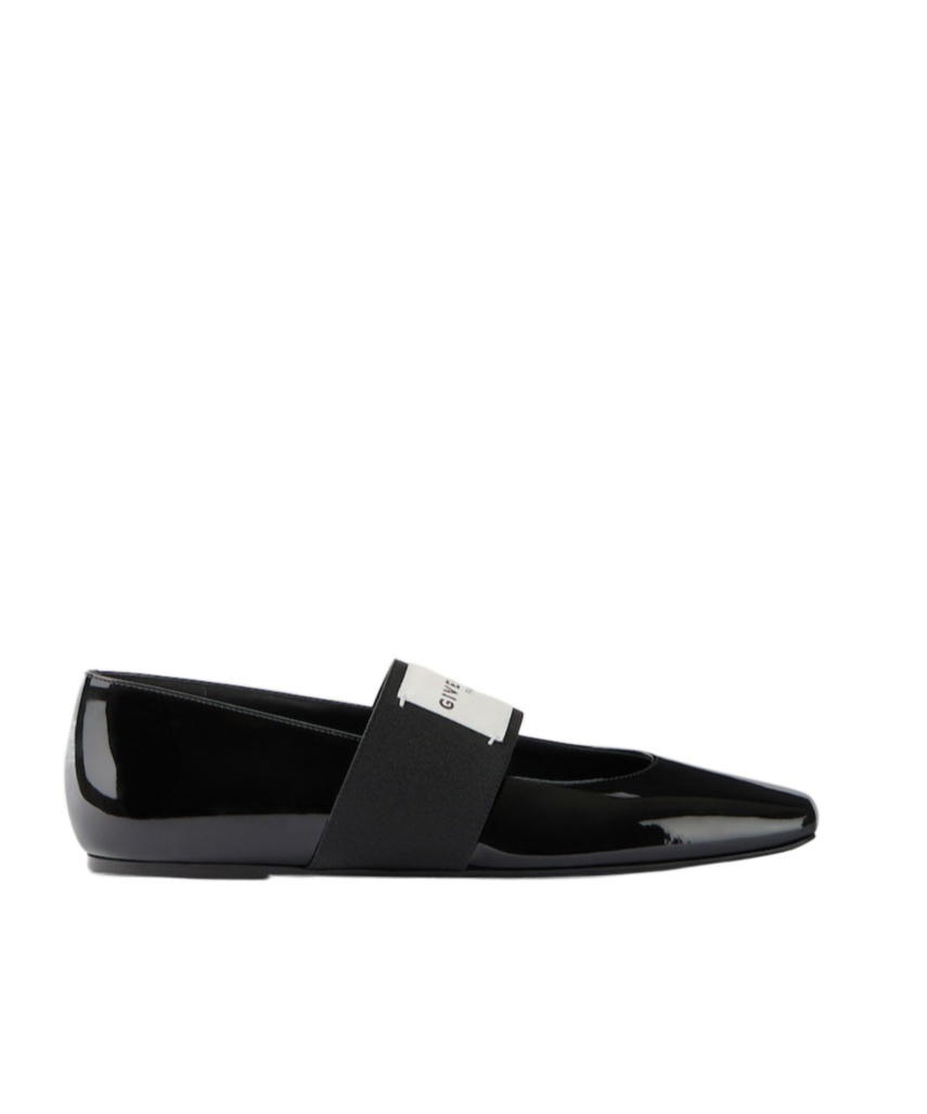 Givenchy Sliced Square Ballerinas In Patent Leather In Black