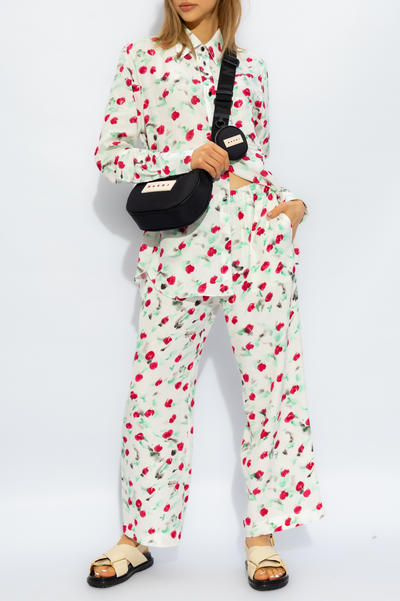 Marni Floral Print Viscose Shirt In White