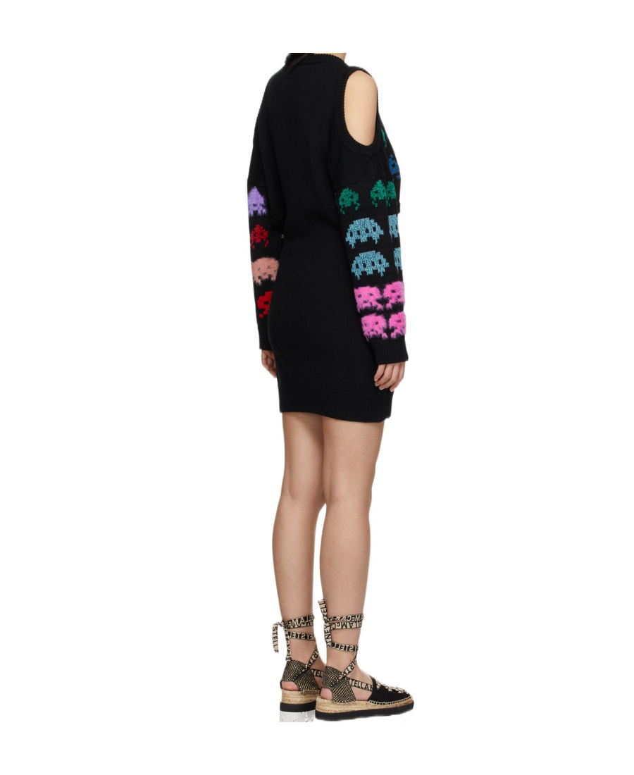 Stella Mccartney Gamer Intarsia-knit Cut-out Dress In Black