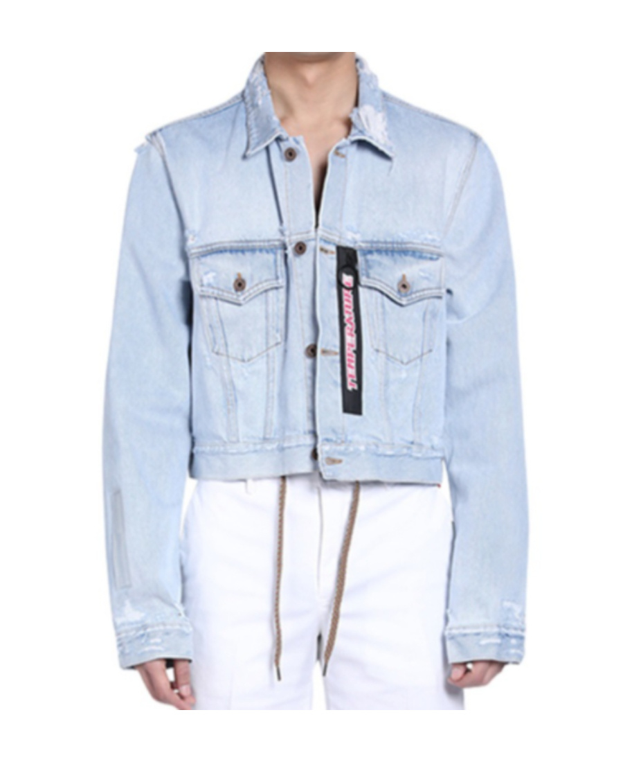 Off-white Label Denim Jacket In Blue