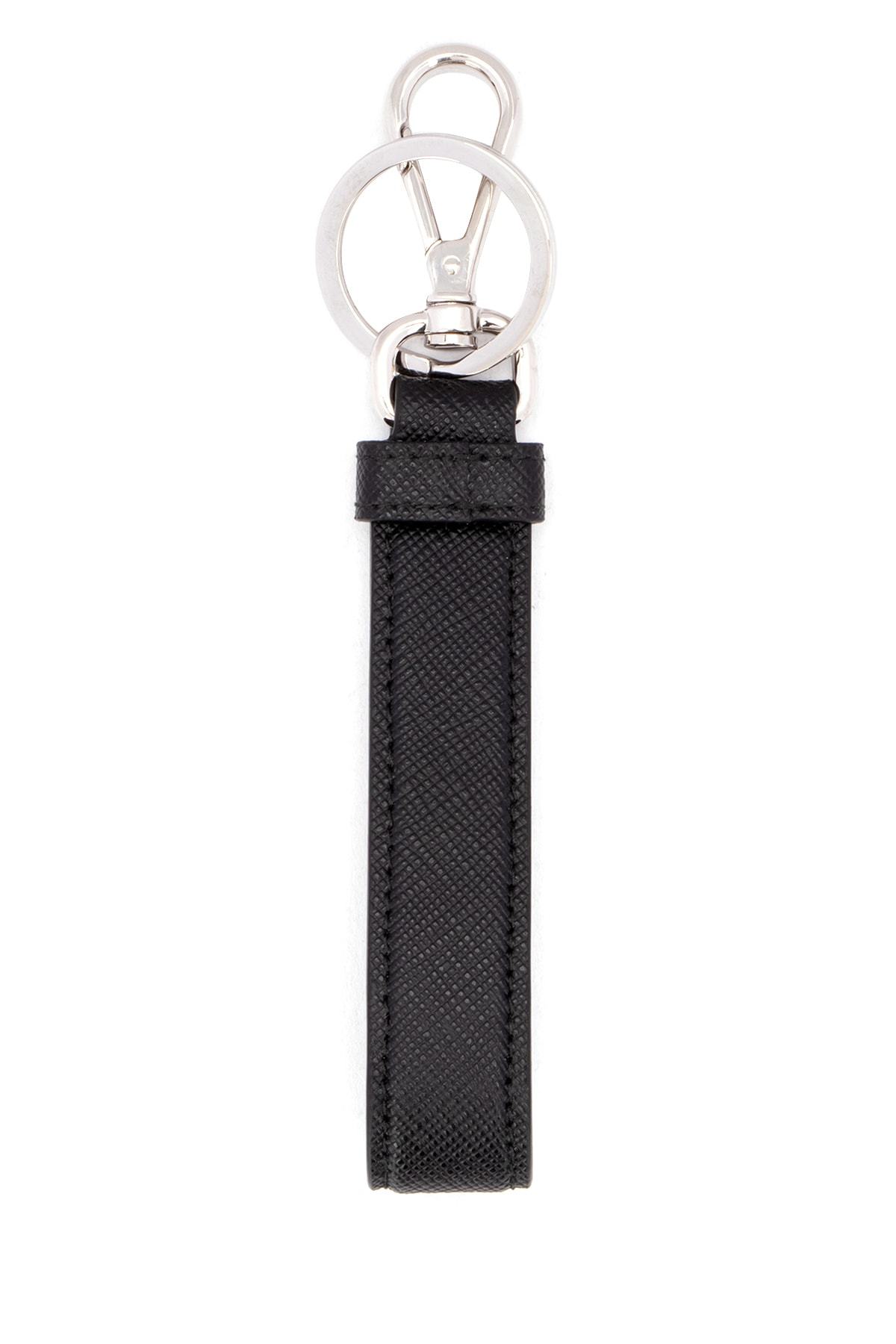 Prada Saffiano Leather Key Fob In Black