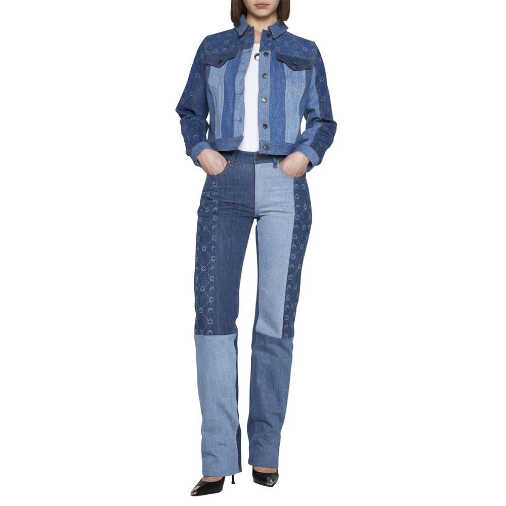 Marine Serre Moonogram Straight-leg Denim Jeans In Blue