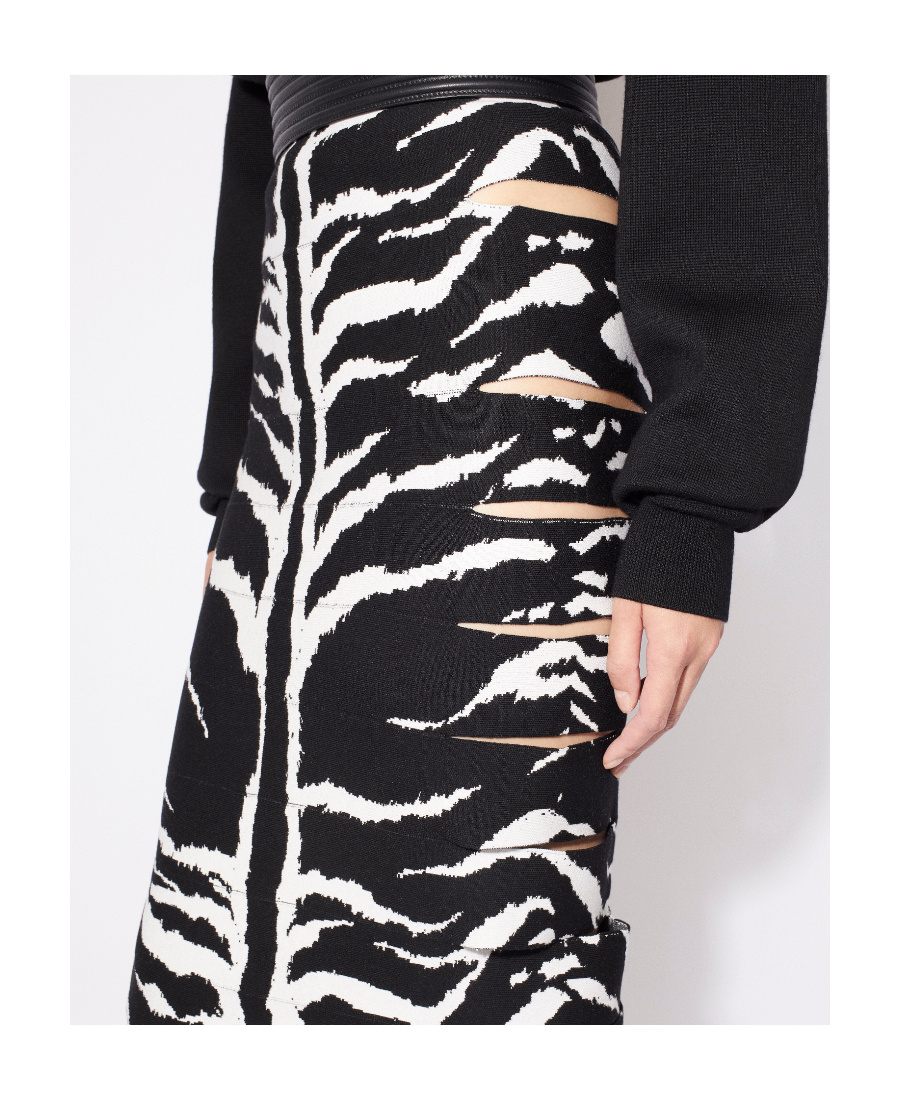 Shop Alaïa Zebra-jacquard Pencil Skirt In Black