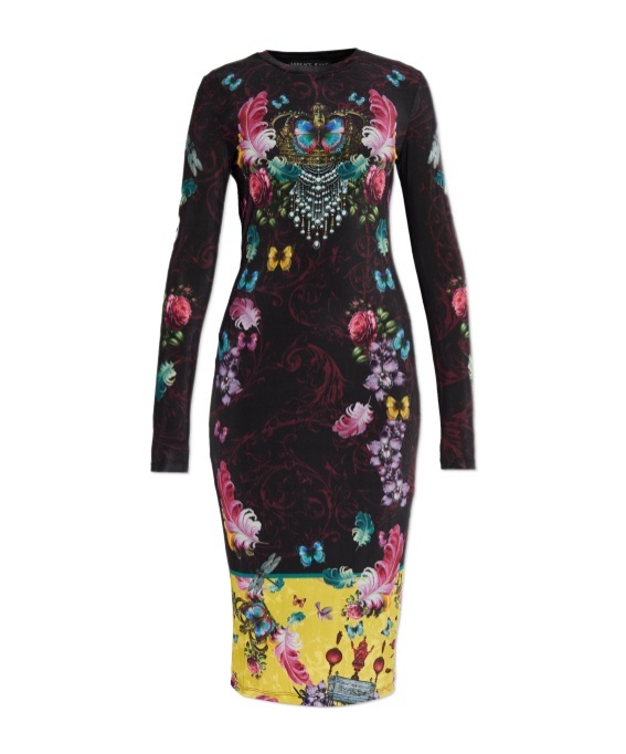 Versace Jeans Long Sleeve Dress In Black