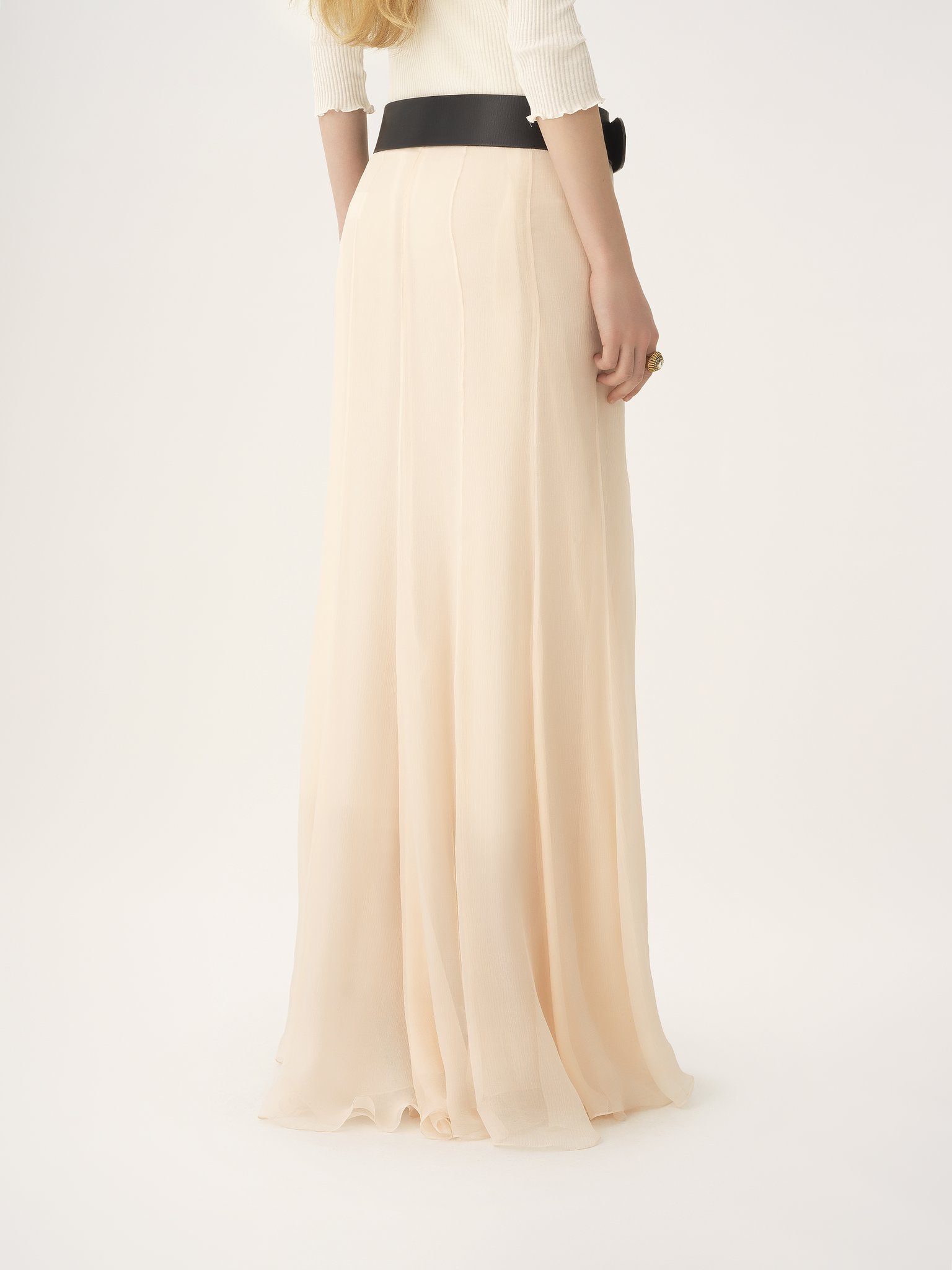 Chloé Fluid Maxi Skirt In Silk Mousseline In Pink