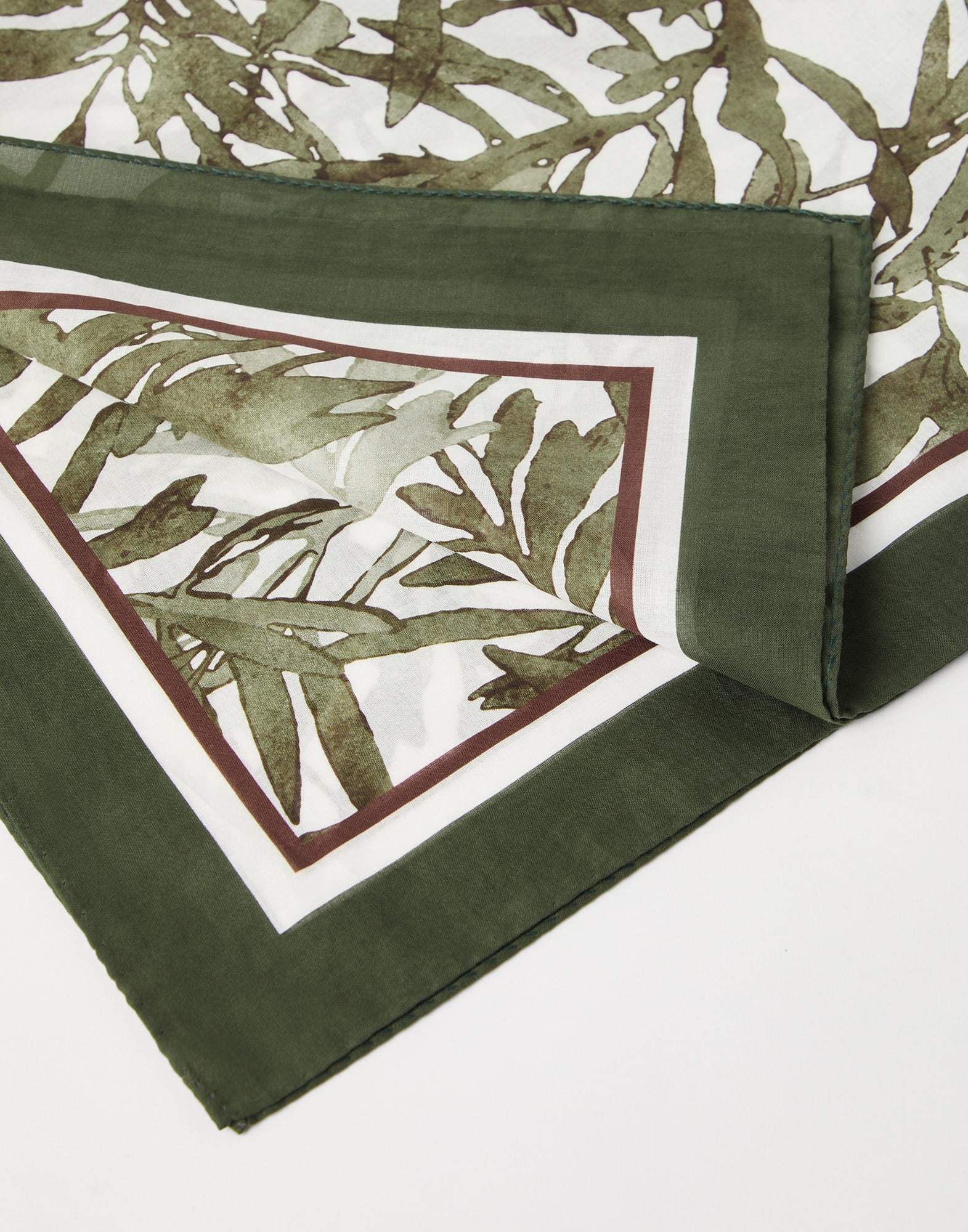 Brunello Cucinelli Floral-print Scarf In Olive Green