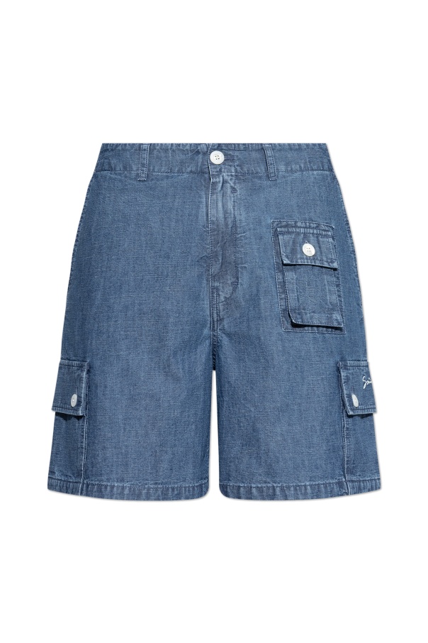 Givenchy Denim Bermuda Shorts With Pockets And Loops In Blue