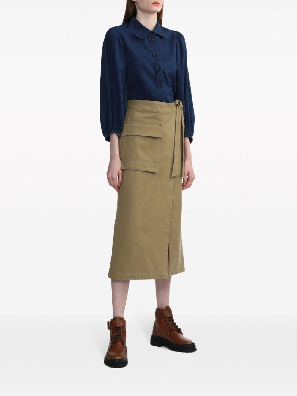 Shop Closed Lace Pocket Skirt In Brown
