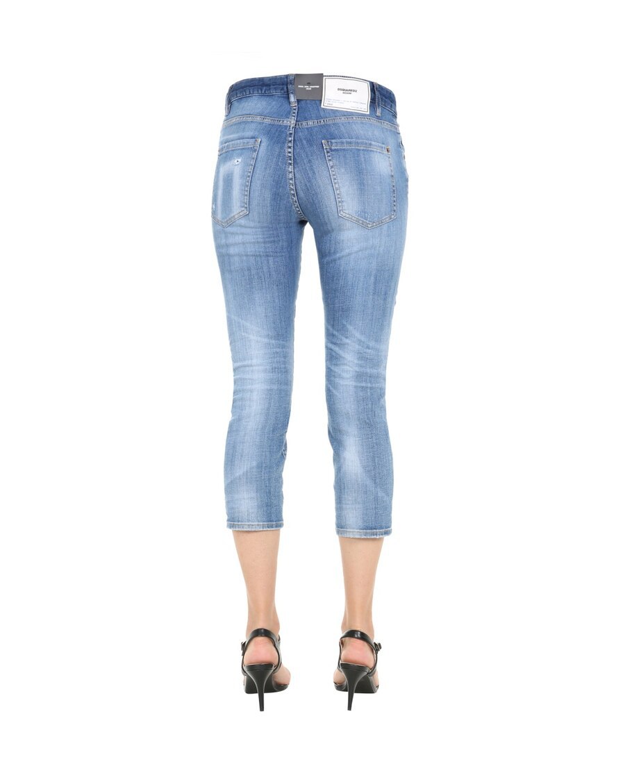 Dsquared2 Cropped Boyfriend Jeans In Blue