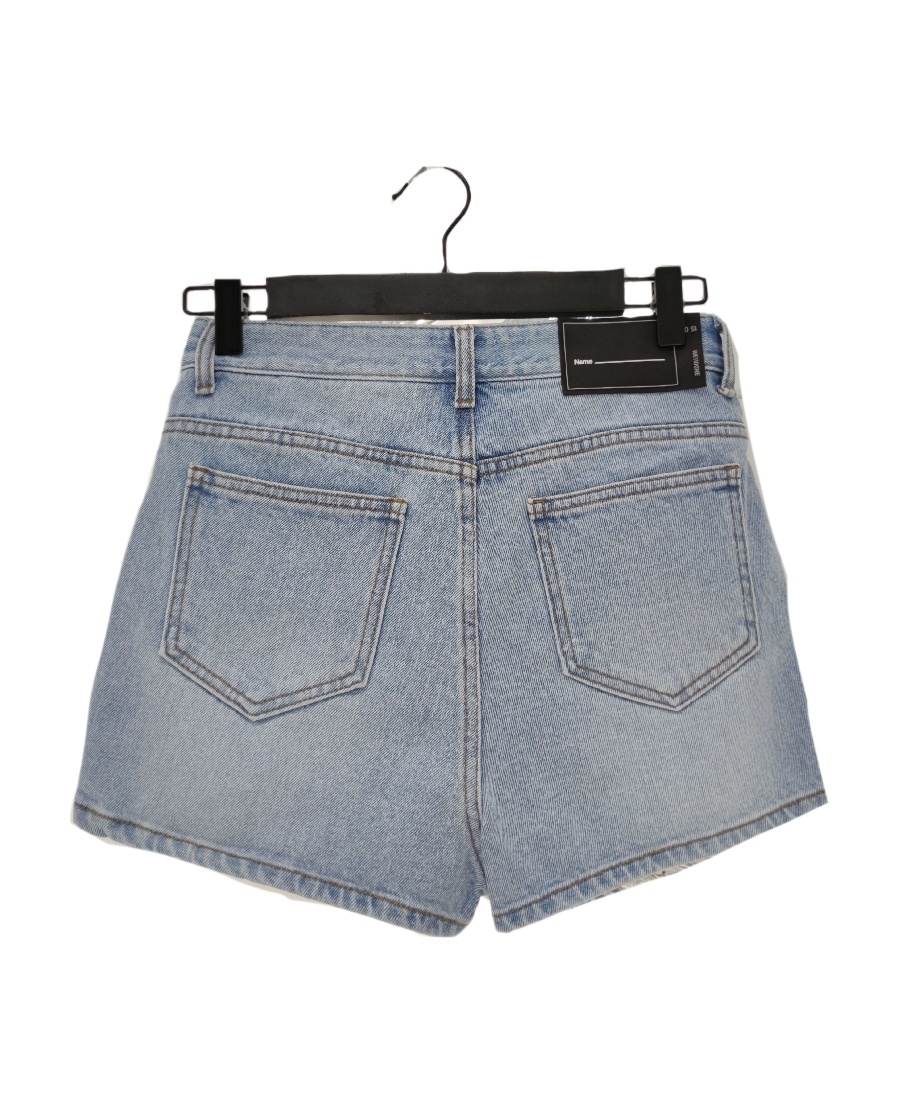 We11 Done Logo Denim Shorts In Blue