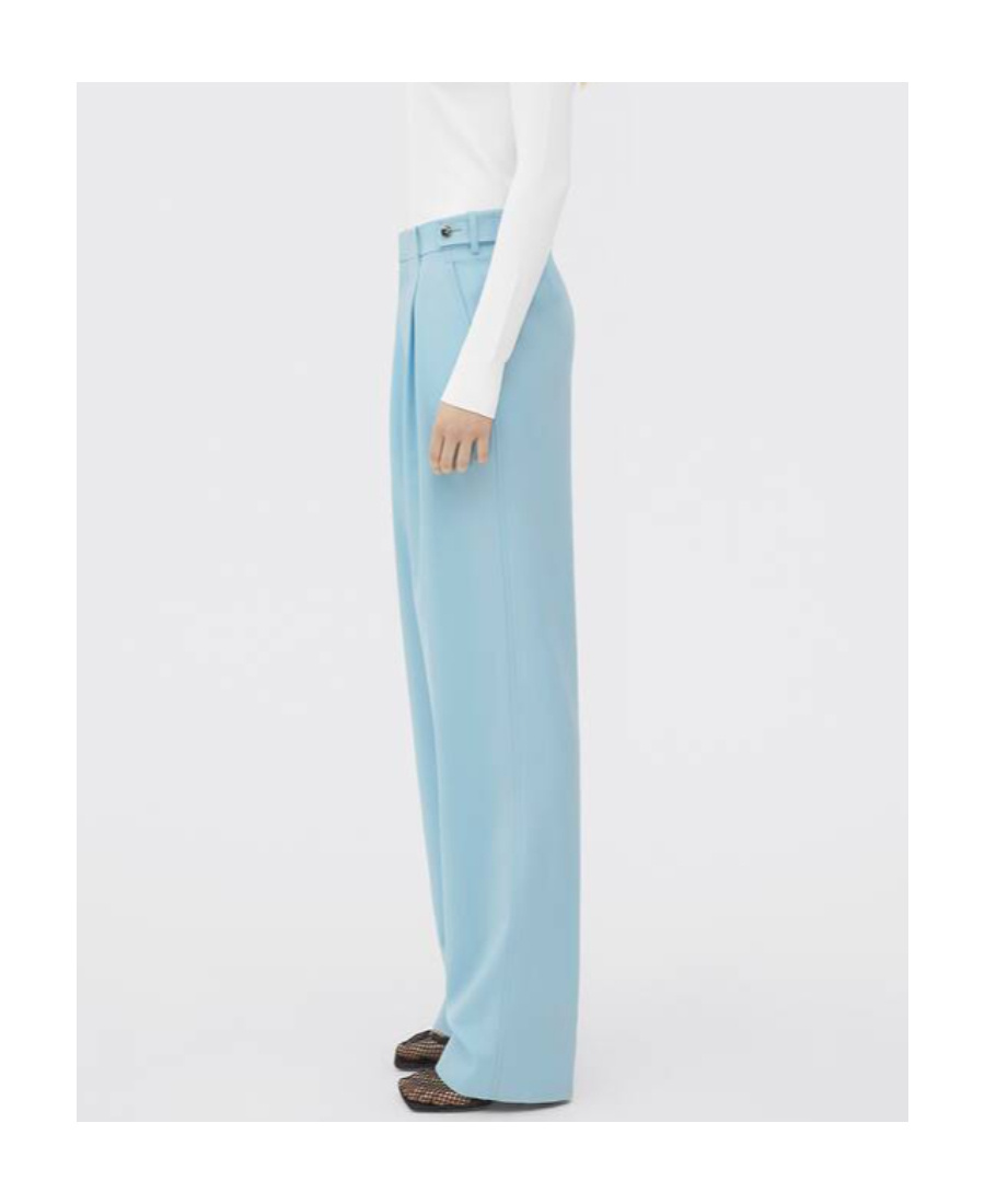 Shop Bottega Veneta Wool Tapered Trousers In Blue
