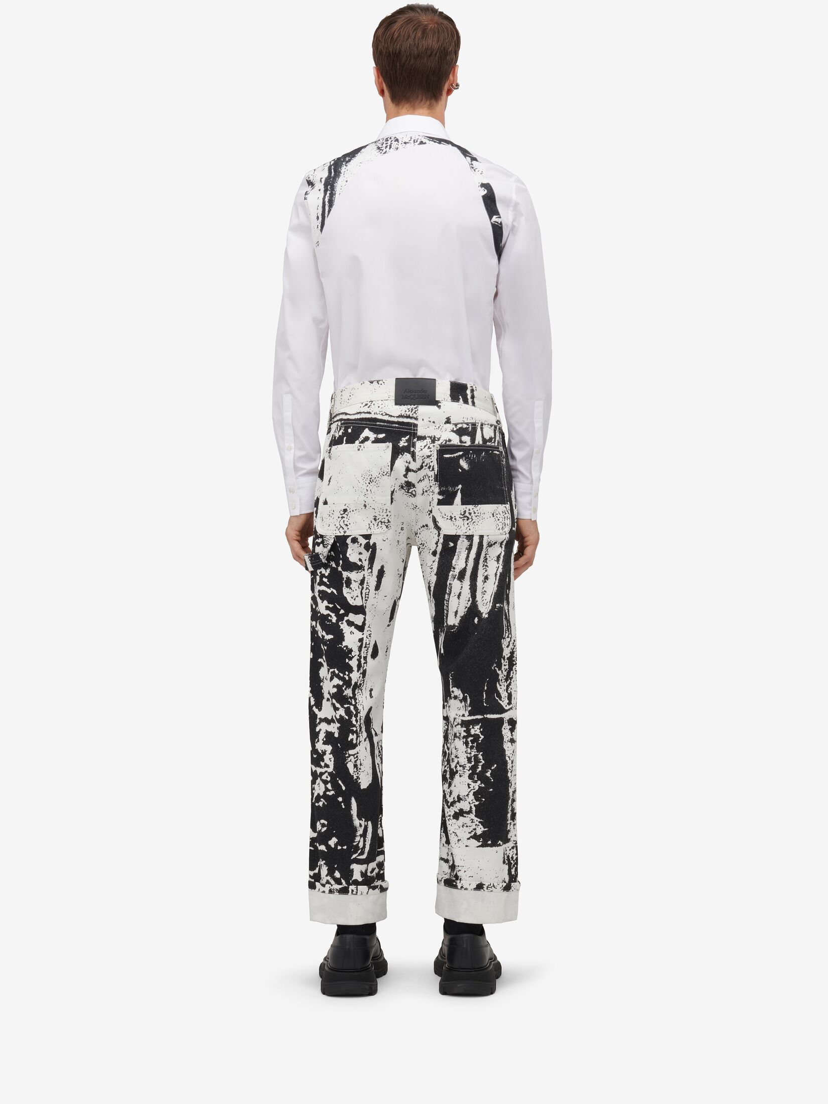 Alexander Mcqueen Abstract Print Straight-leg Jeans In White