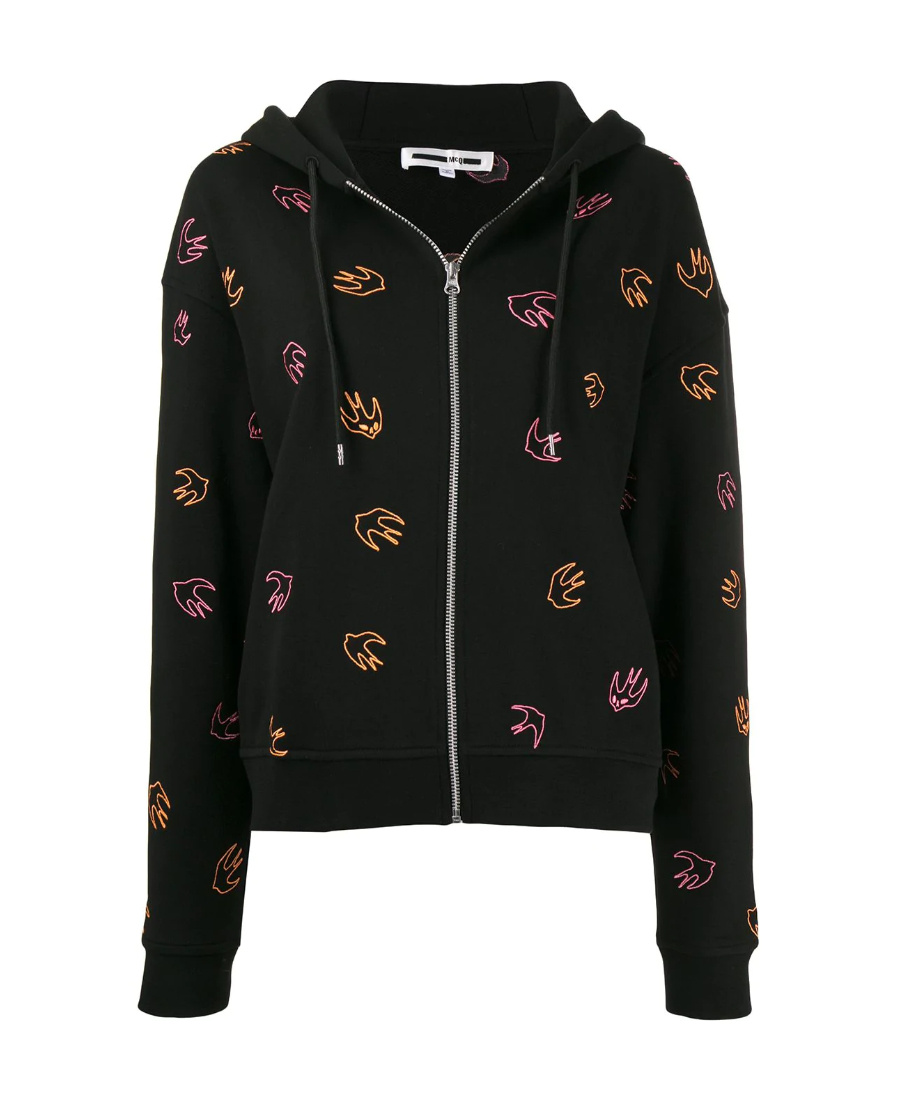 Mcq By Alexander Mcqueen Swallow Embroidered Casual Jacket In Black