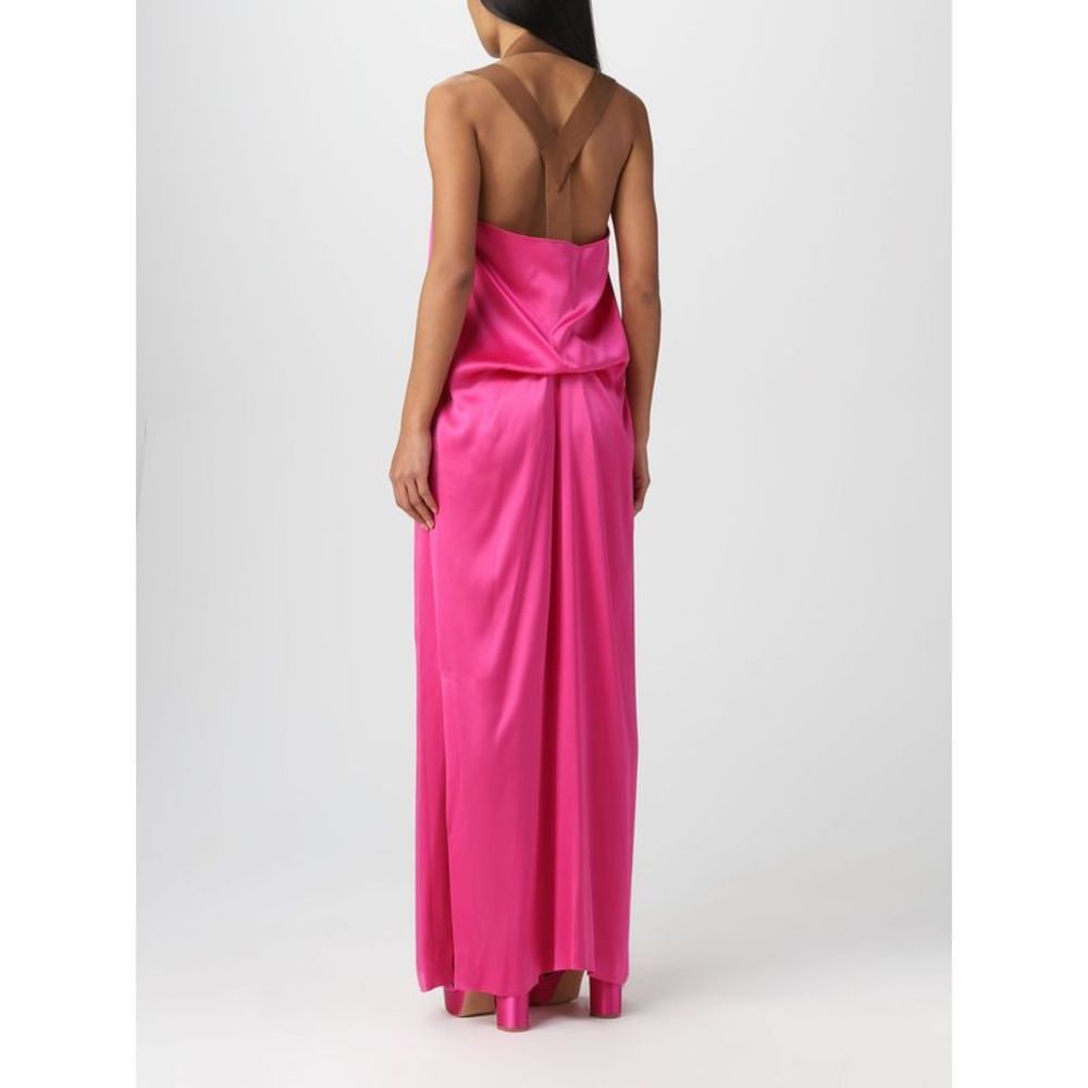 Alysi Satin Long Dress In Pink