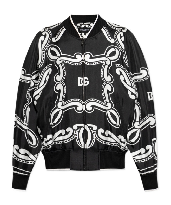 Dolce & Gabbana Bandana-print Bomber Jacket In Black