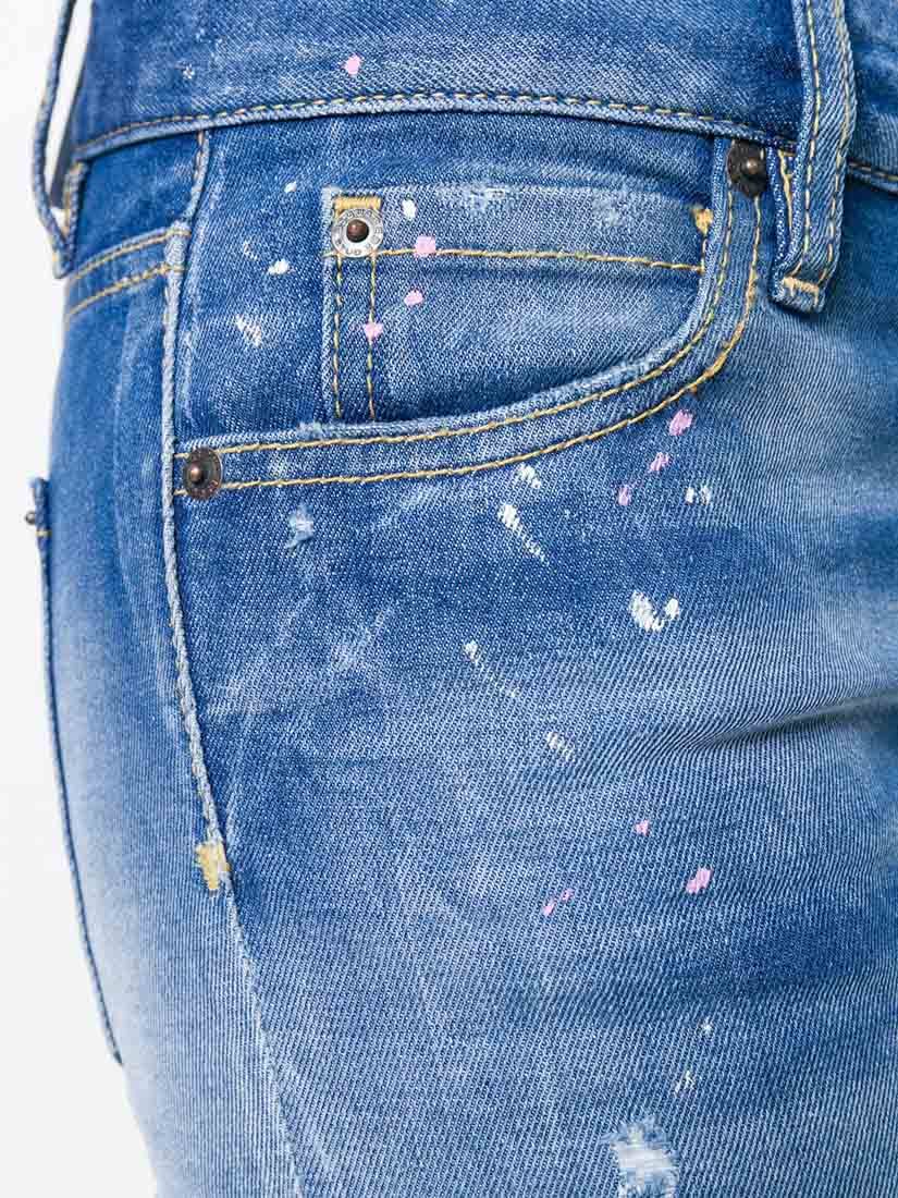 Dsquared2 Twiggy Medium And High Waist Cotton Jeans In Blue